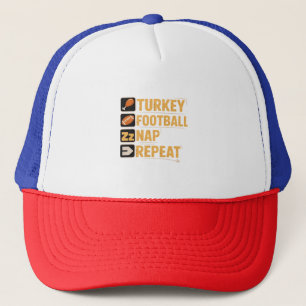 Happy Thanksgiving Turkey Football Nap Repeat Funn Trucker Hat