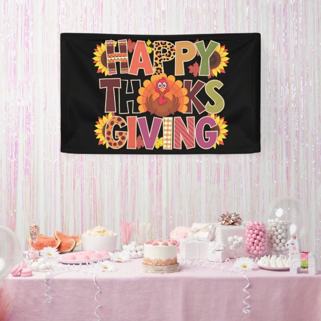 Happy Thanksgiving Turkey Funny Pumpkin Season Banner (Party)