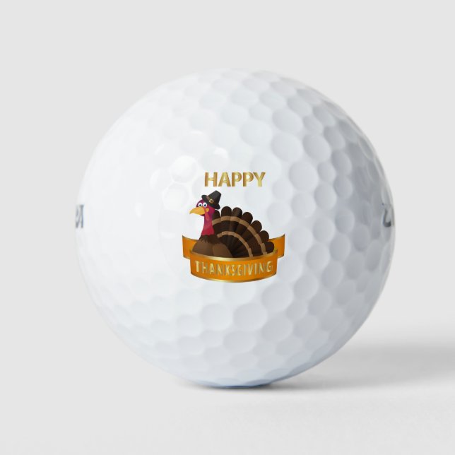 Happy Thanksgiving Turkey Golf Balls (Front)