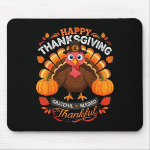 Happy Thanksgiving Turkey Grateful Blessed Gratefu Mouse Pad