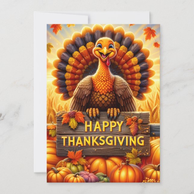 Happy Thanksgiving Turkey Greeting Card (Front)