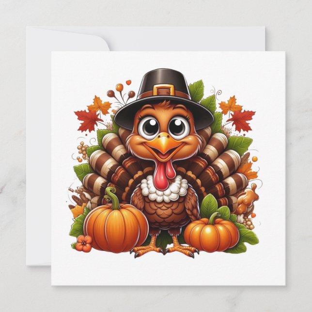 happy thanksgiving turkey holiday card (Front)