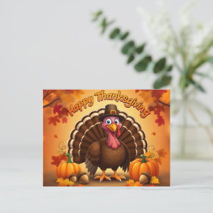 Happy Thanksgiving Turkey Holiday Postcard