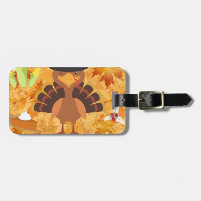 happy thanksgiving turkey luggage tag (Front Horizontal)