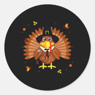 Happy Thanksgiving Turkey Nurse Holiday Nurse Than Classic Round Sticker