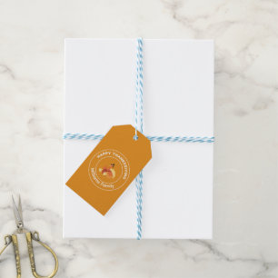 Happy Thanksgiving turkey orange Gift Tags