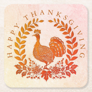 Happy Thanksgiving Turkey Paper Coaster
