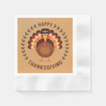 Happy Thanksgiving Turkey Paper Napkin