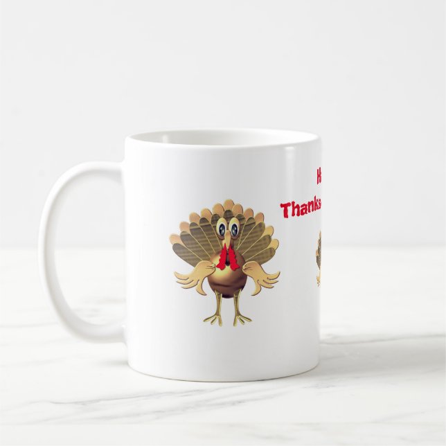 Happy Thanksgiving Turkey,Personalised Coffee Mug (Left)