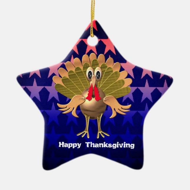 Happy Thanksgiving Turkey,Personalized Ceramic Tree Decoration (Front)