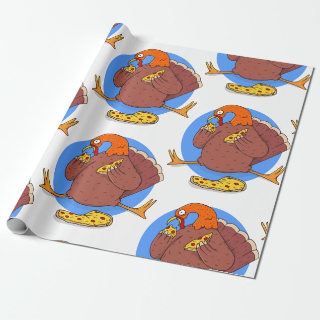 happy thanksgiving turkey pizza funny wrapping paper (Unrolled)