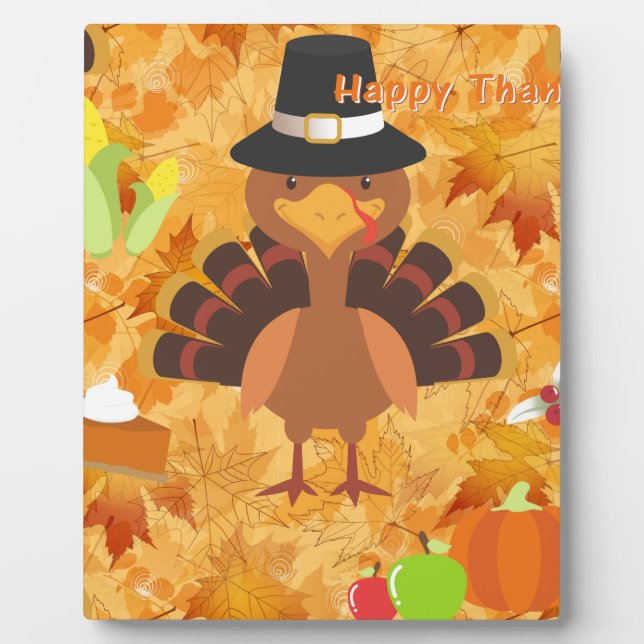 happy thanksgiving turkey plaque (Front)