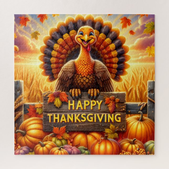 Happy Thanksgiving Turkey Puzzle (Vertical)