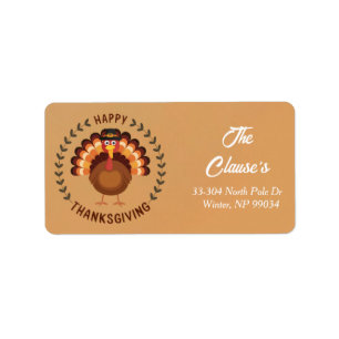 Happy Thanksgiving Turkey Return Address Label