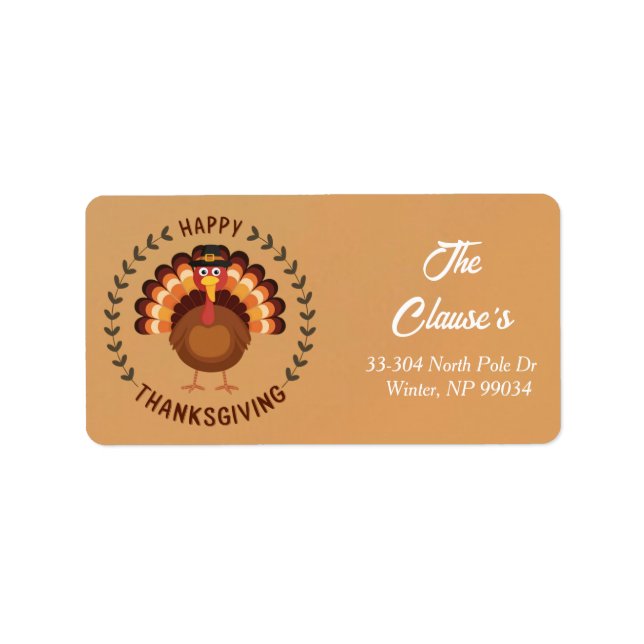Happy Thanksgiving Turkey Return Address Label (Front)