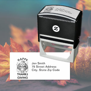 Happy Thanksgiving Turkey Return Address Self-inking Stamp
