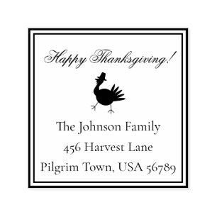 Happy Thanksgiving Turkey Return Address Self-inking Stamp