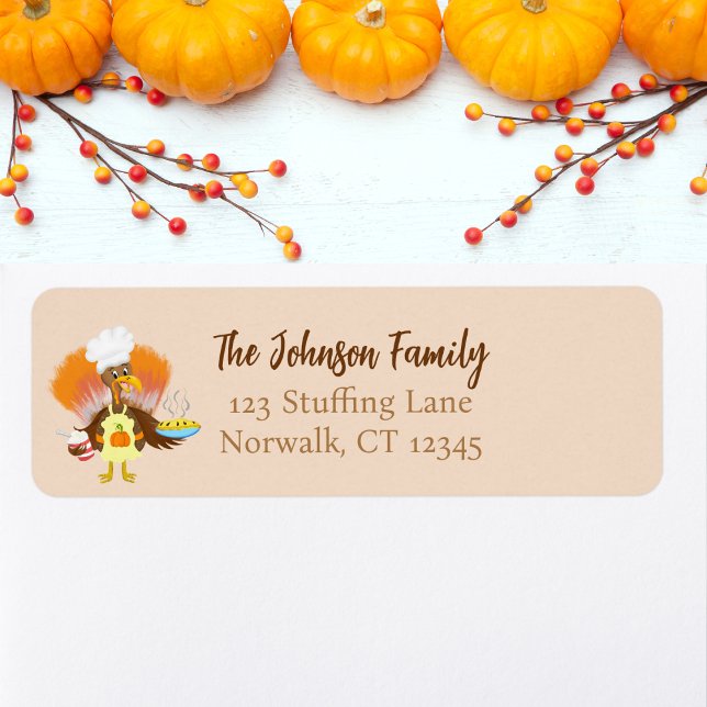 Happy Thanksgiving Turkey Serving Pie & Ice Cream (Tom Turkey Delivers Deliciousness! Thanksgiving labels for inviting autumn notes and more.)