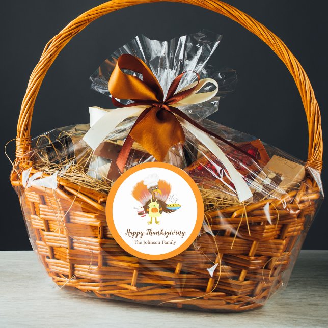 Happy Thanksgiving Turkey Serving Pie & Ice Cream Classic Round Sticker (Feast with Tom Turkey! Delightful sticker for holiday joy and delicious treats. Get festive!)