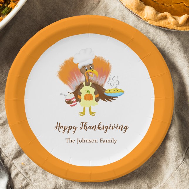 Happy Thanksgiving Turkey Serving Pie & Ice Cream Paper Plate (Tom Turkey's Feast: Serve Up Thanksgiving Joy with Our Festive Plates!)