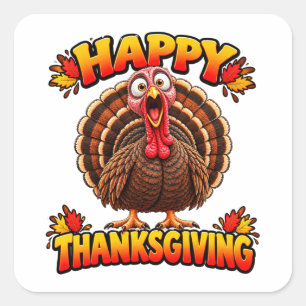 Happy Thanksgiving Turkey Square Sticker