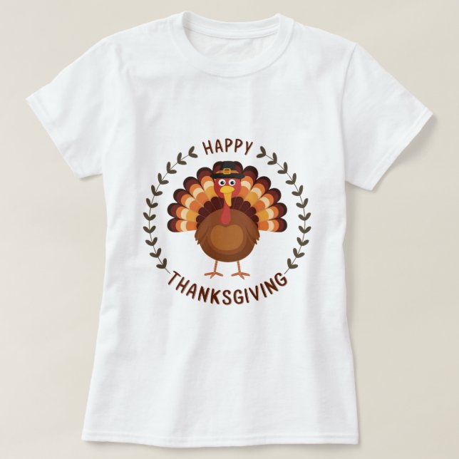 Happy Thanksgiving Turkey T-Shirt (Design Front)