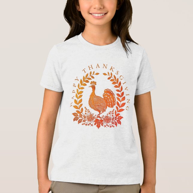 Happy Thanksgiving Turkey T-Shirt Tri-Blend Shirt (Front)