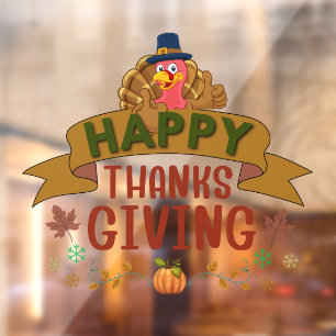 Happy Thanksgiving Turkey Window Cling