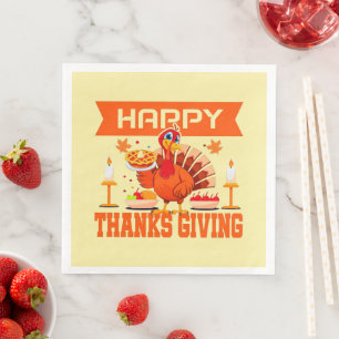 Happy Thanksgiving Turkey with Pie Napkin