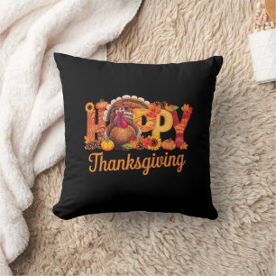 Happy Thanksgiving Turkeys Fall Cushion