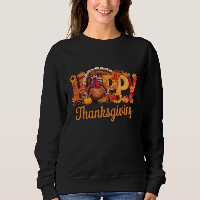 Happy Thanksgiving Turkeys Fall Sweatshirt (Front)