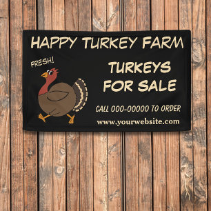 Happy Thanksgiving Turkeys For Sale Banner