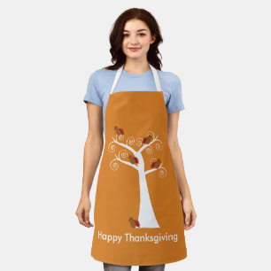 Happy Thanksgiving Turkeys in a Tree Personalise Apron