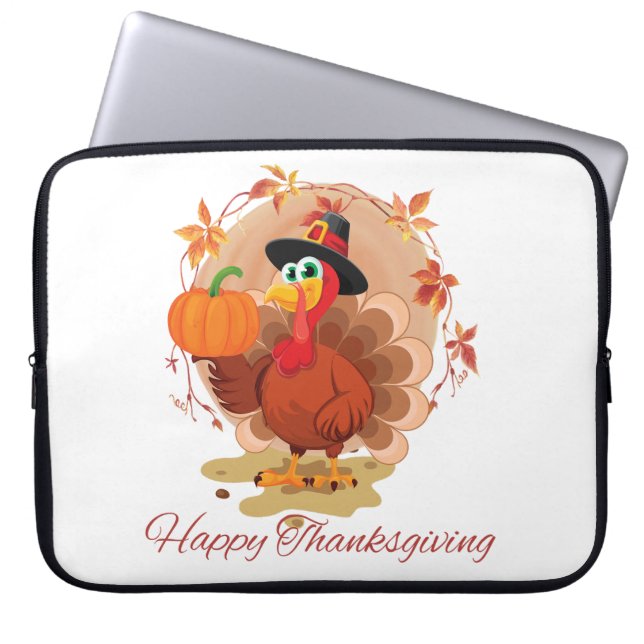 Happy Thanksgiving Typography  Laptop Sleeve (Front)
