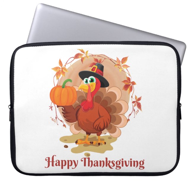 Happy Thanksgiving Typography  Laptop Sleeve (Front)