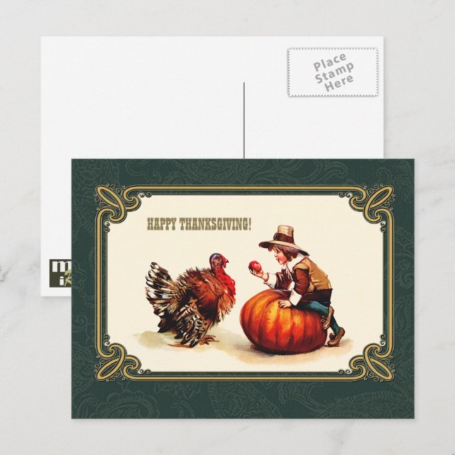 Happy Thanksgiving. Vintage Art Postcards (Front/Back)
