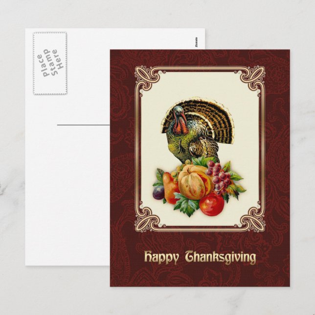 Happy Thanksgiving. Vintage Design Postcards (Front/Back)