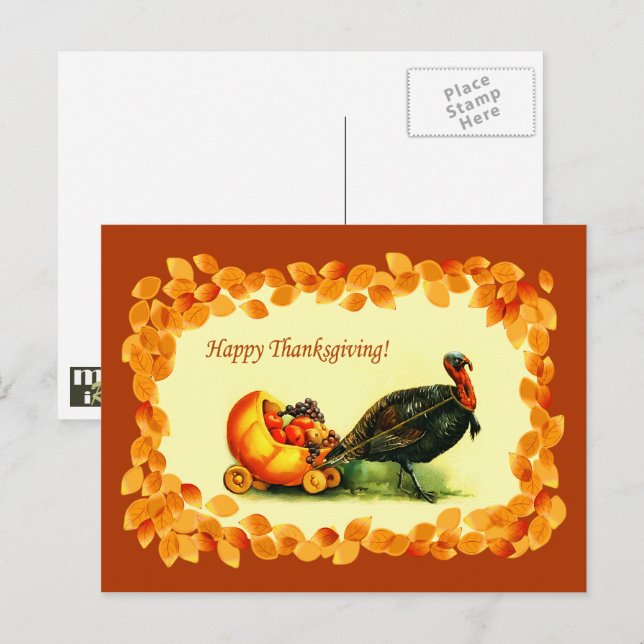 Happy Thanksgiving. Vintage Design Postcards (Front/Back)