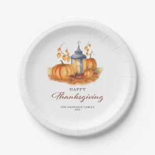 Happy Thanksgiving Vintage Pumpkin Paper Plate