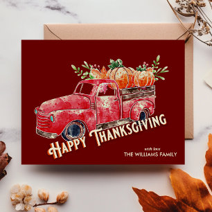 Happy Thanksgiving Vintage Pumpkin Truck Postcard
