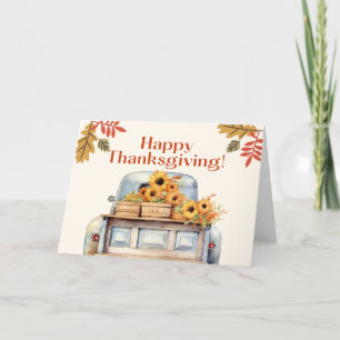Happy Thanksgiving Vintage Truck, Autumn Harvest Holiday Card