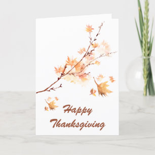 Happy Thanksgiving Watercolor Maple Leaves Holiday Card