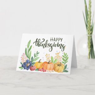 Happy Thanksgiving Watercolor Pumpkins Holiday Card