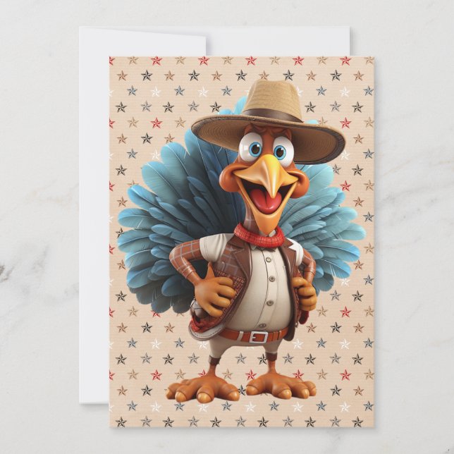 Happy Thanksgiving Western Turkey Card (Front)