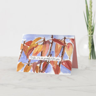 Happy Thanksgiving Wife Grateful For You Fall Tree Card