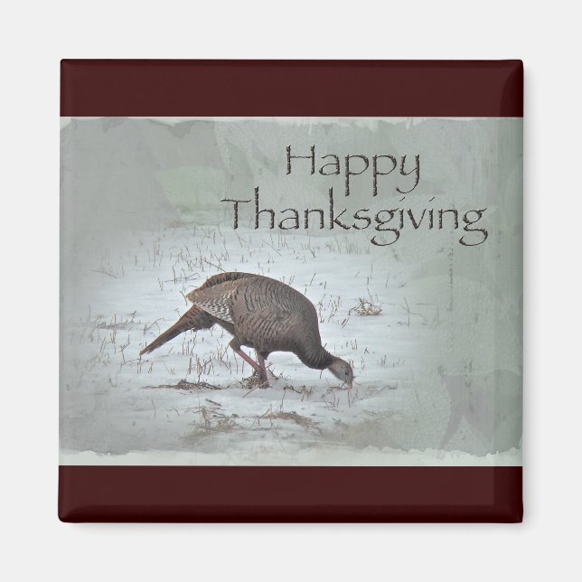Happy Thanksgiving Wild Turkey Magnet (Front)