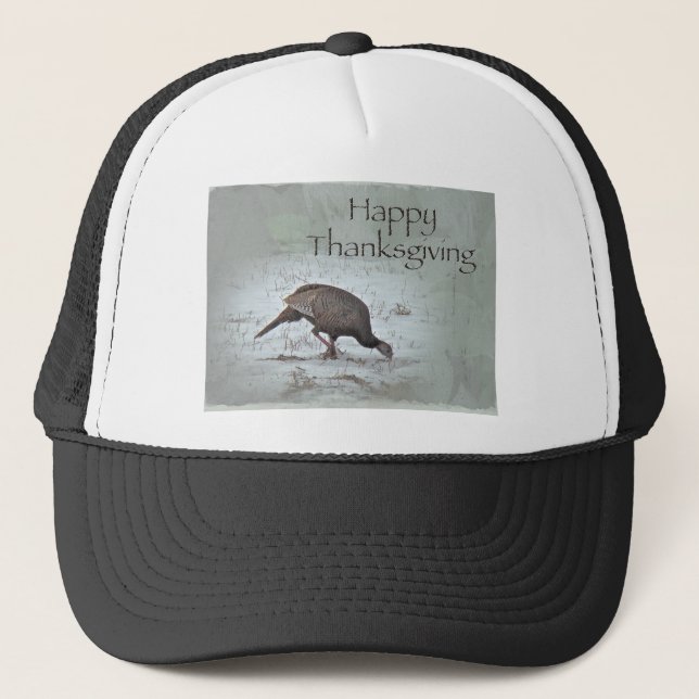 Happy Thanksgiving Wild Turkey Trucker Hat (Front)