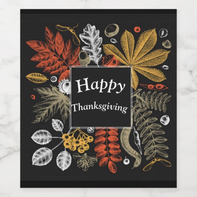 Happy Thanksgiving Wine Label (Single Label)