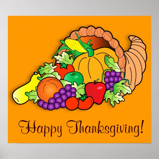 Happy Thanksgiving with Cornucopia Poster (Front)
