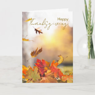 Happy Thanksgiving with Fall Autumn Leaves Card